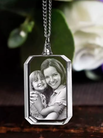 Rectangular K9 crystal necklace