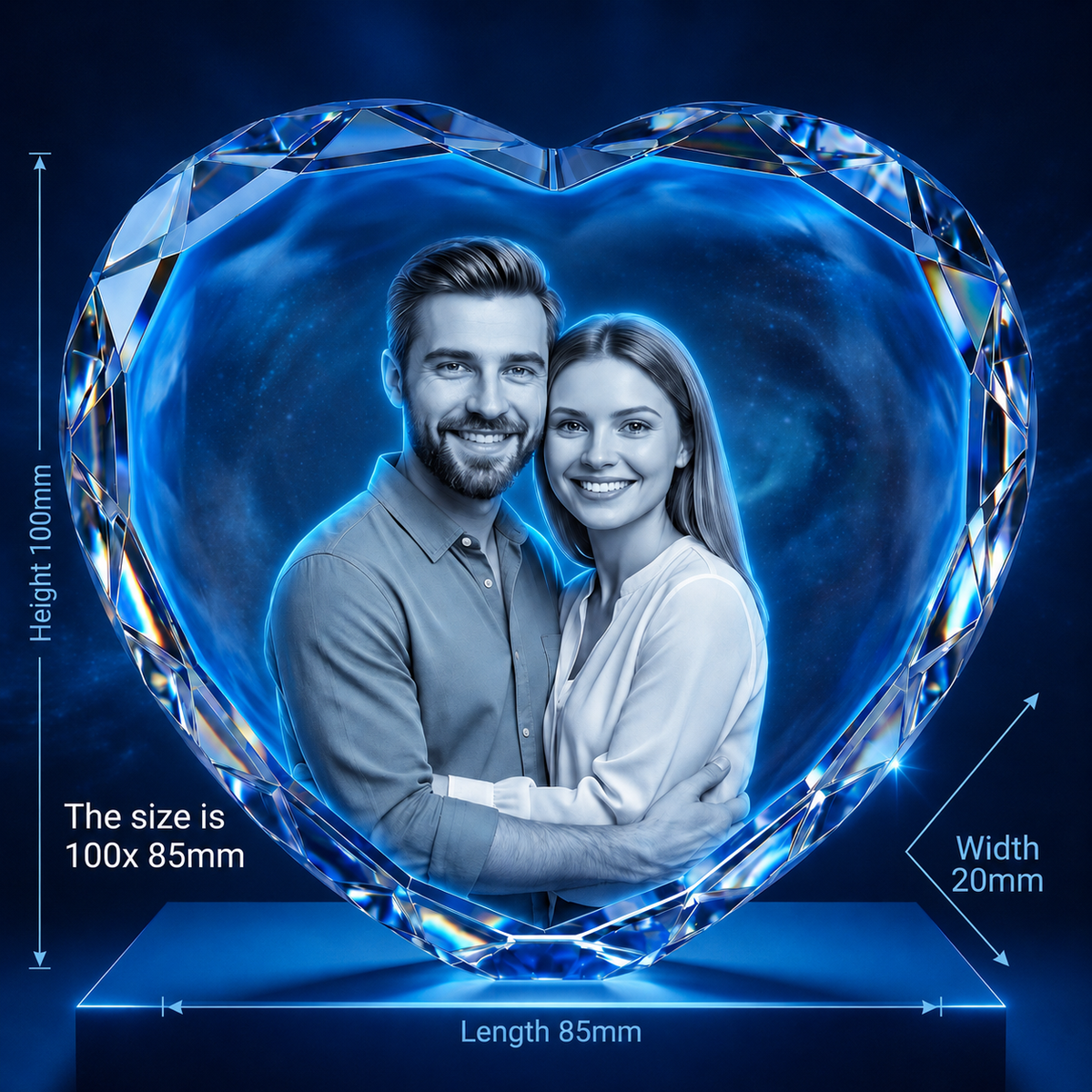 NEW ** Large ( 100x85x20 mm) Heart shaped K9 crystal